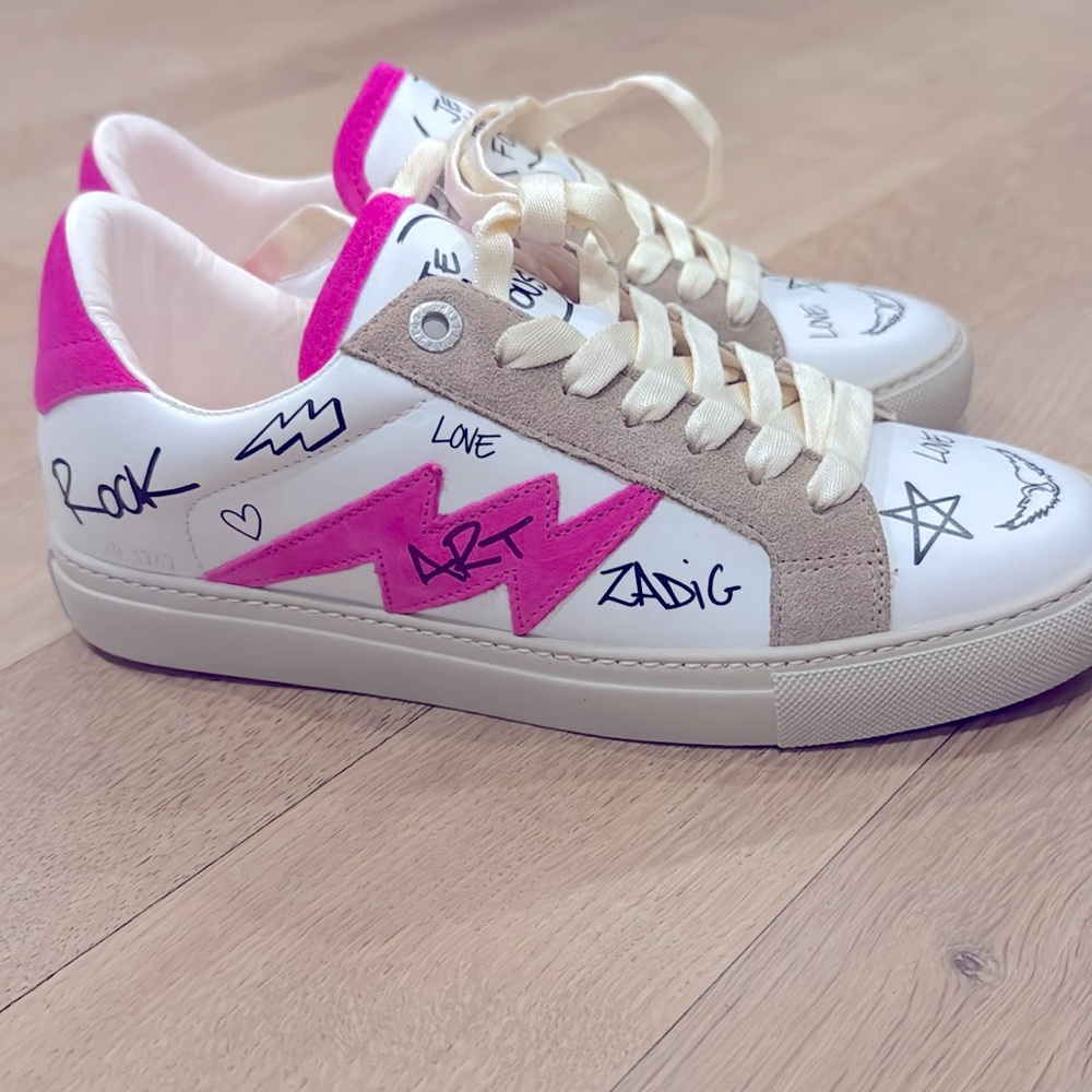 Zadig & Voltaire Logo Leather & Suede Sneakers - Size 9 - Brand New and Unworn